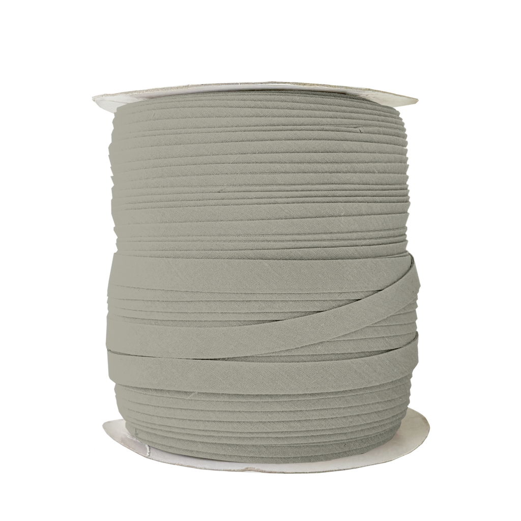 ash gray 1/2" double fold bias tape on a spool from Heit's Wholesale bulk sewing supply 