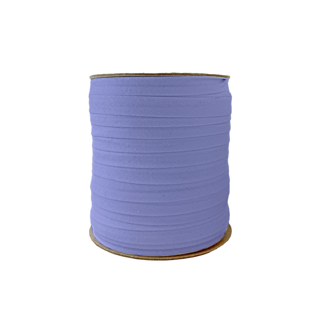 denim blue 1/2" single fold bias tape on a spool from Heit's Wholesale bulk sewing supply company