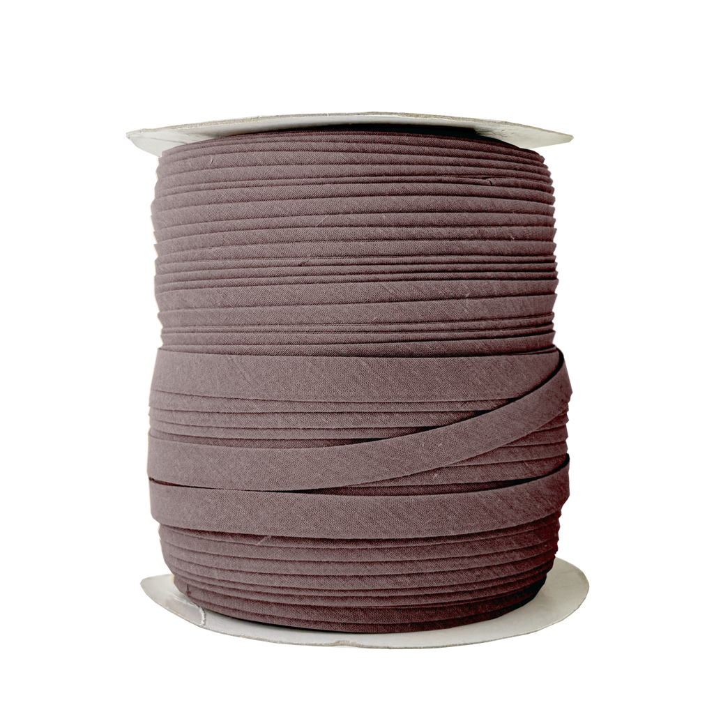 coal dust 1/2" double fold bias tape on a spool from Heit's Wholesale bulk sewing supply company