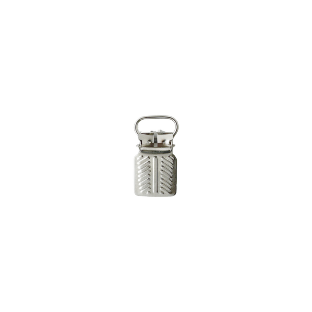 silver 1/2" herringbone suspender clip from Heit's Wholesale bulk sewing supply company