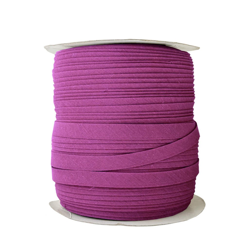 plum 1/2" double fold bias tape on a spool from Heit's Wholesale bulk sewing supply company