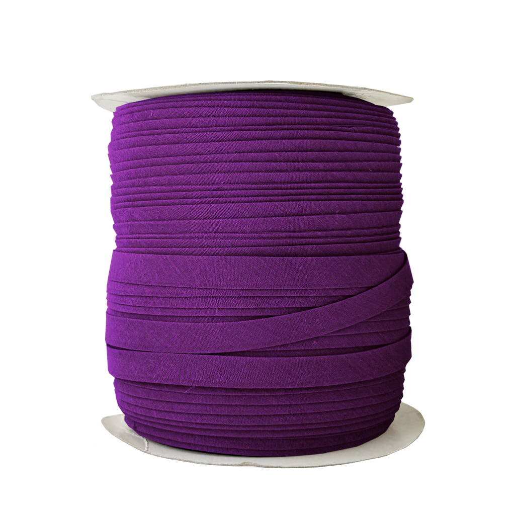 purple 1/2" double fold bias tape on a spool from Heit's Wholesale bulk sewing supply company