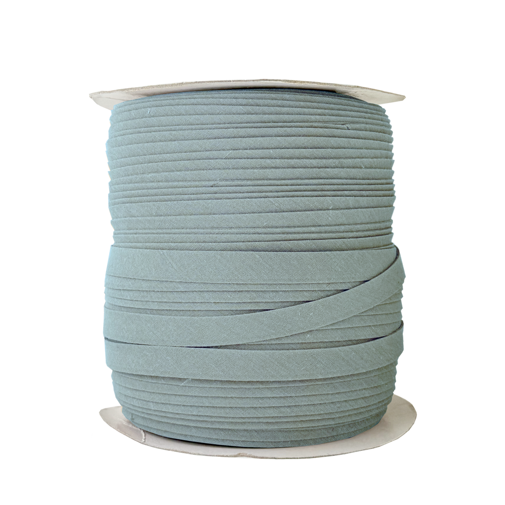 slate 1/2" double fold bias tape on a spool from Heit's Wholesale bulk sewing supply company