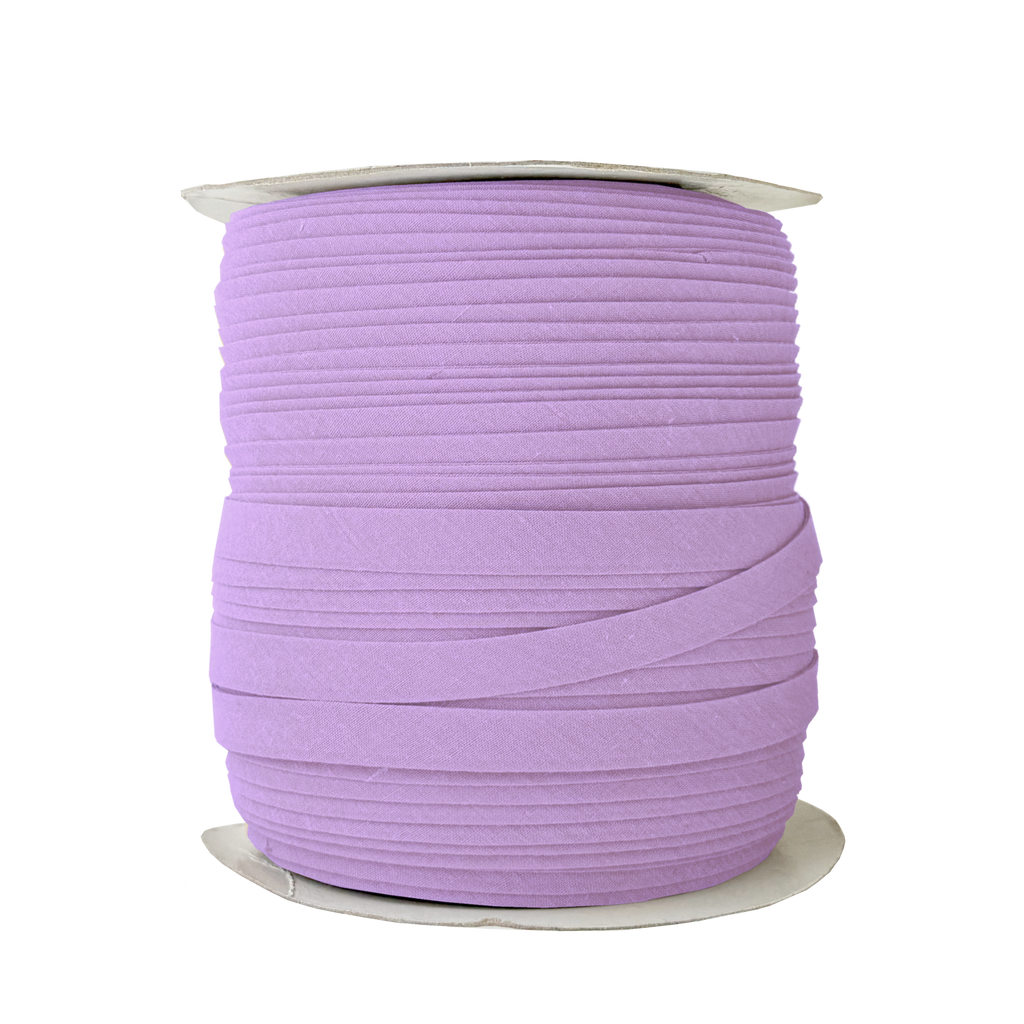 violet 1/2" double fold bias tape on a spool from Heit's Wholesale bulk sewing supply company