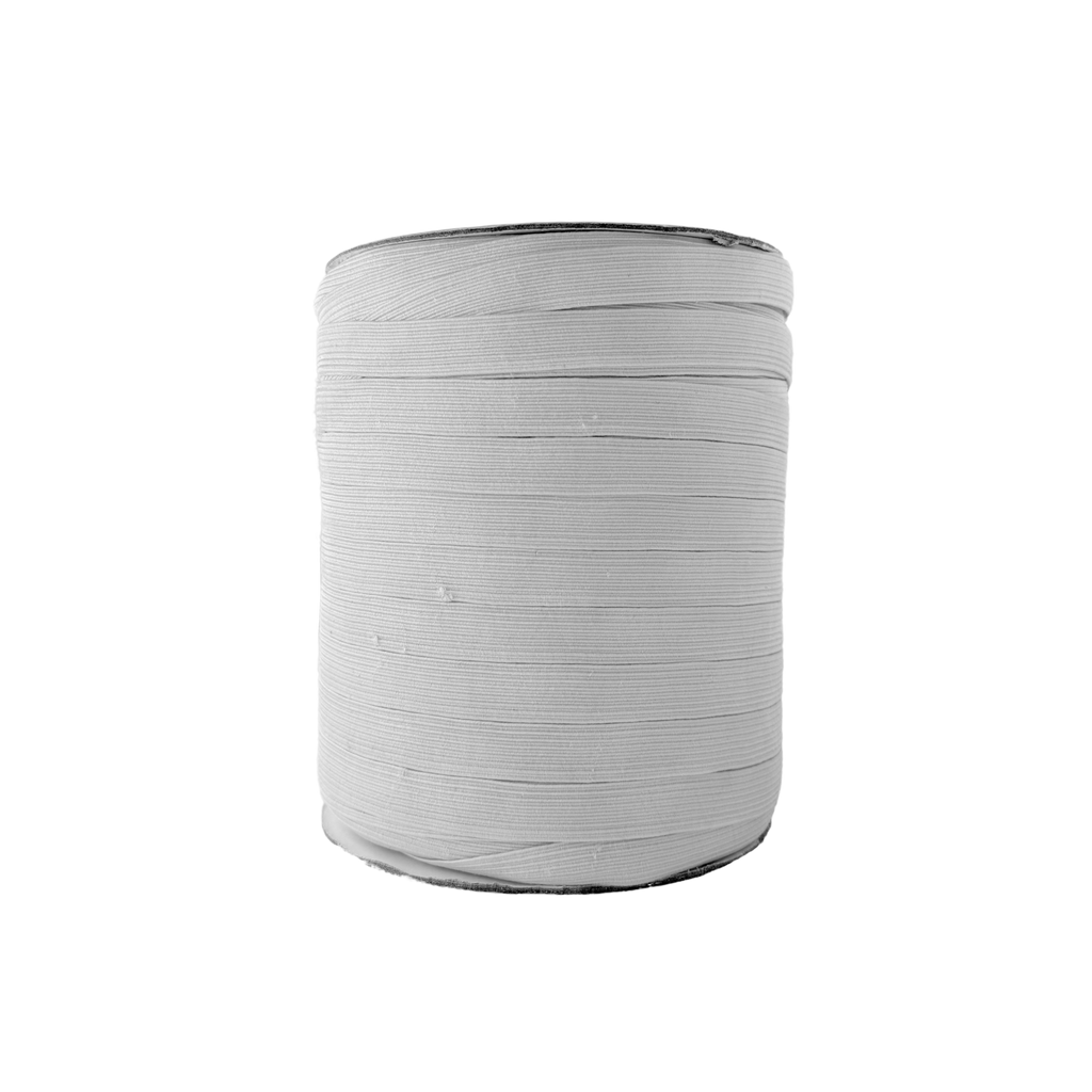white 1/2" braided elastic on a spool from Heit's Wholesale bulk sewing supply company