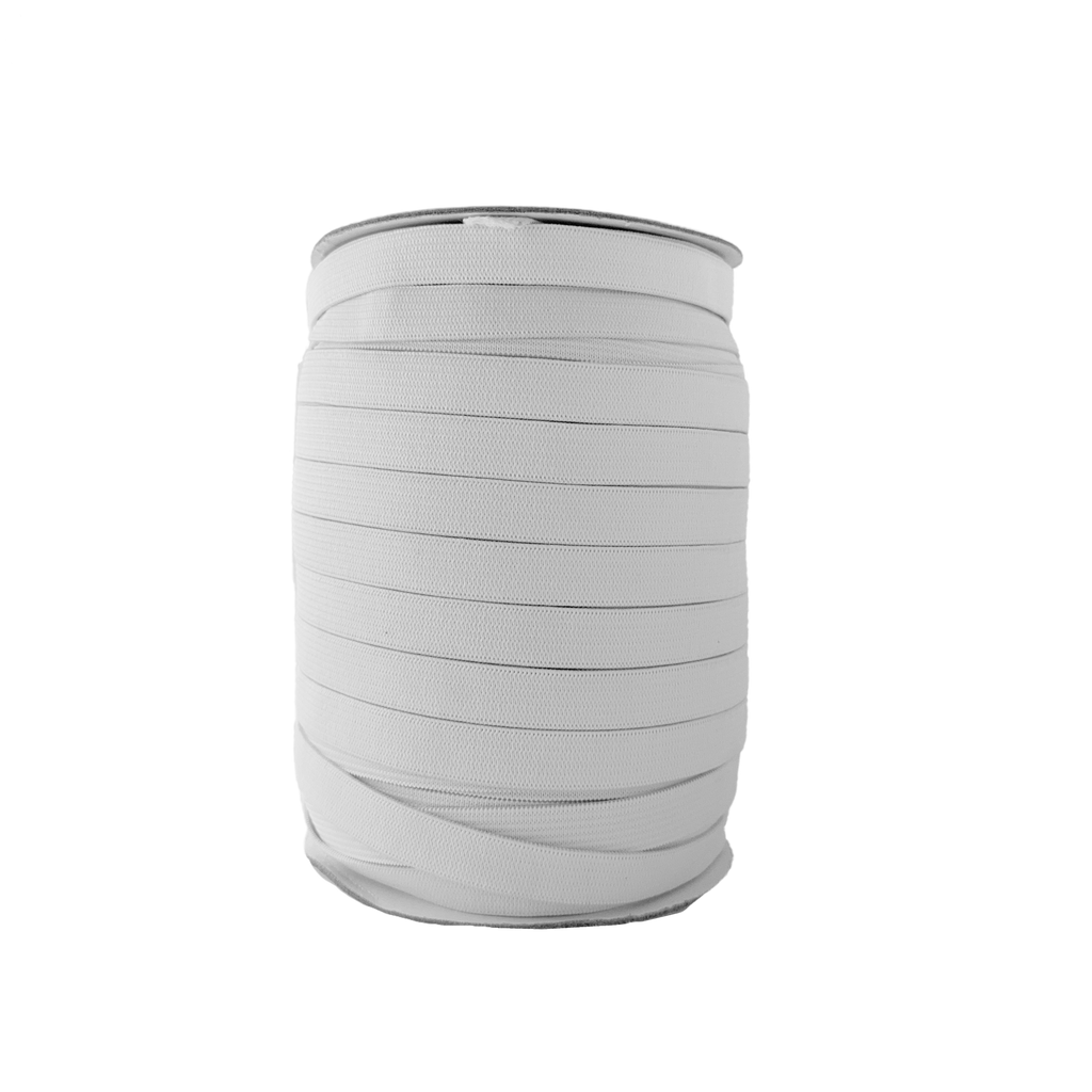 white 1/2" knit elastic on a spool from Heit's Wholesale bulk sewing supply company