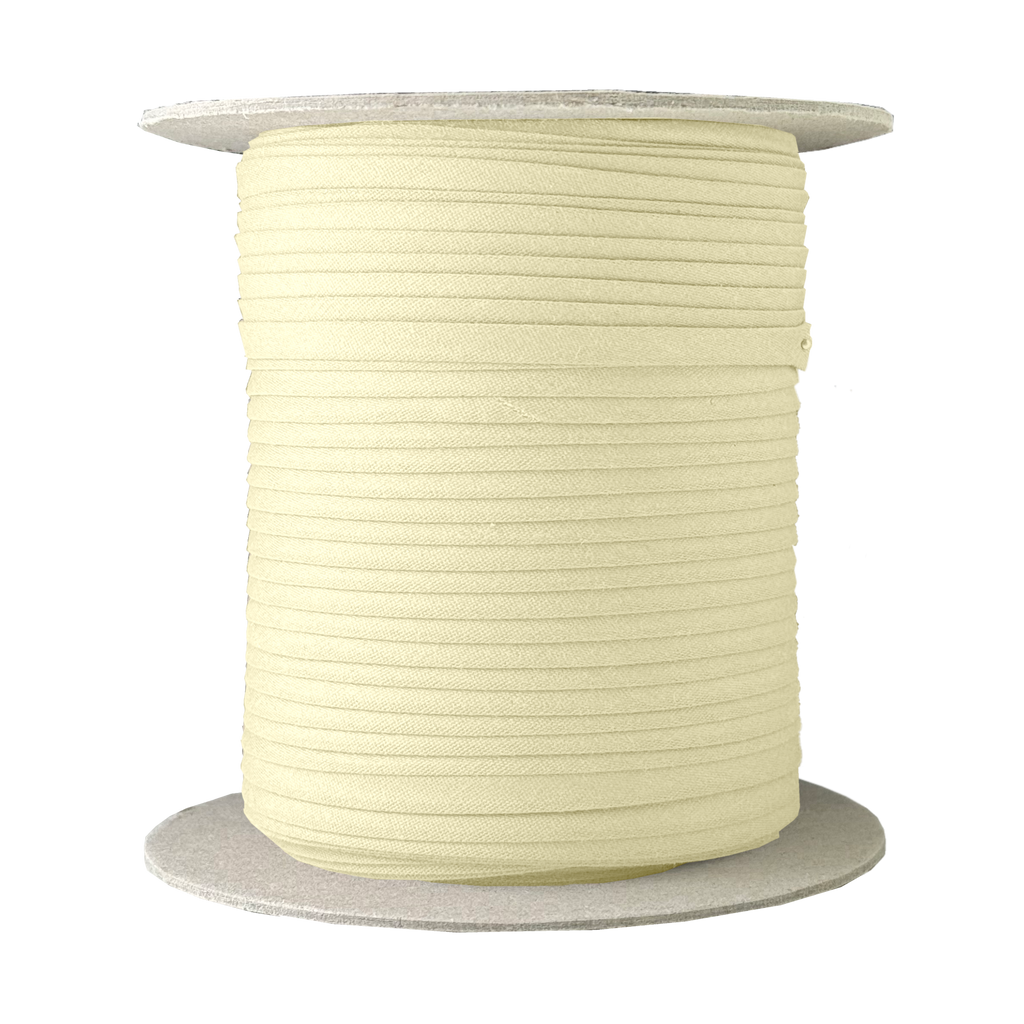 bamboo 1/4" double fold bias tape on a spool from Heit's Wholesale bulk sewing supply company