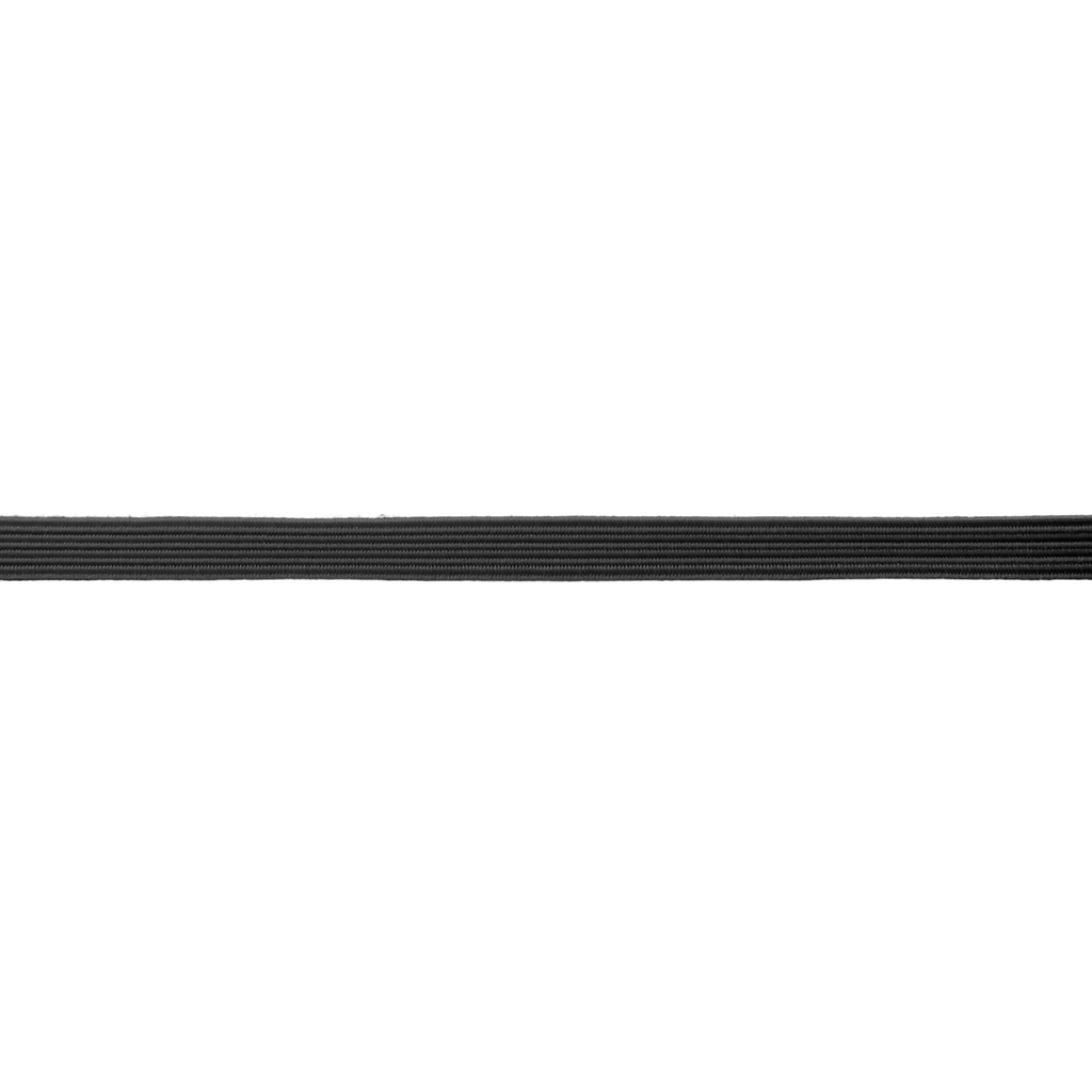 black 1/4" braided elastic on a spool from Heit's Wholesale bulk sewing supply company