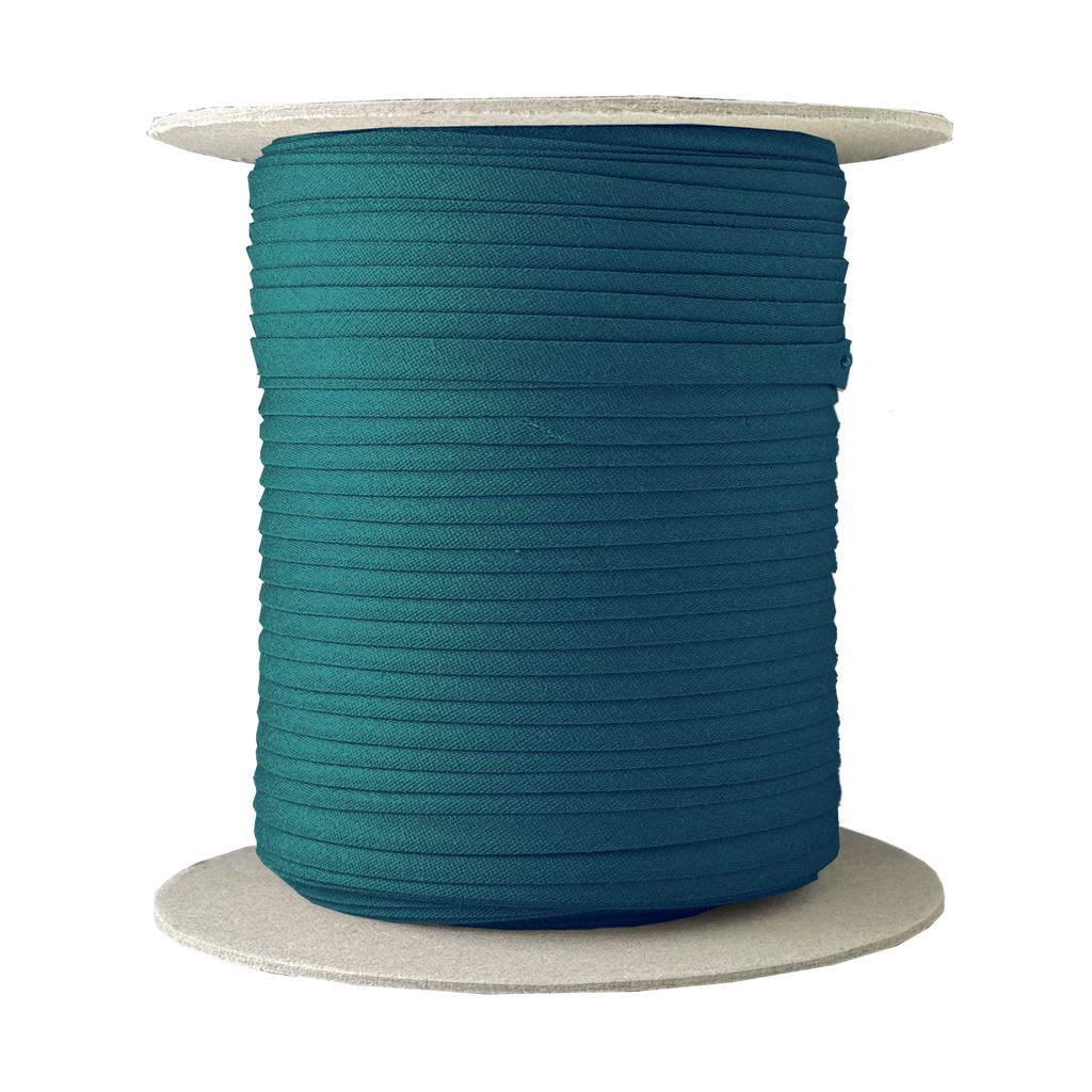 bottle green 1/4" double fold bias tape on a spool from Heit's Wholesale bulk sewing supply company