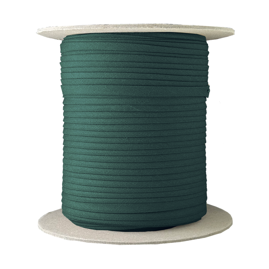 forest green 1/4" double fold bias tape on a spool from Heit's Wholesale bulk sewing supply company