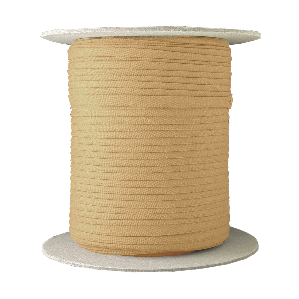 justin brown 1/4" double fold bias tape on a spool from Heit's Wholesale bulk sewing supply company