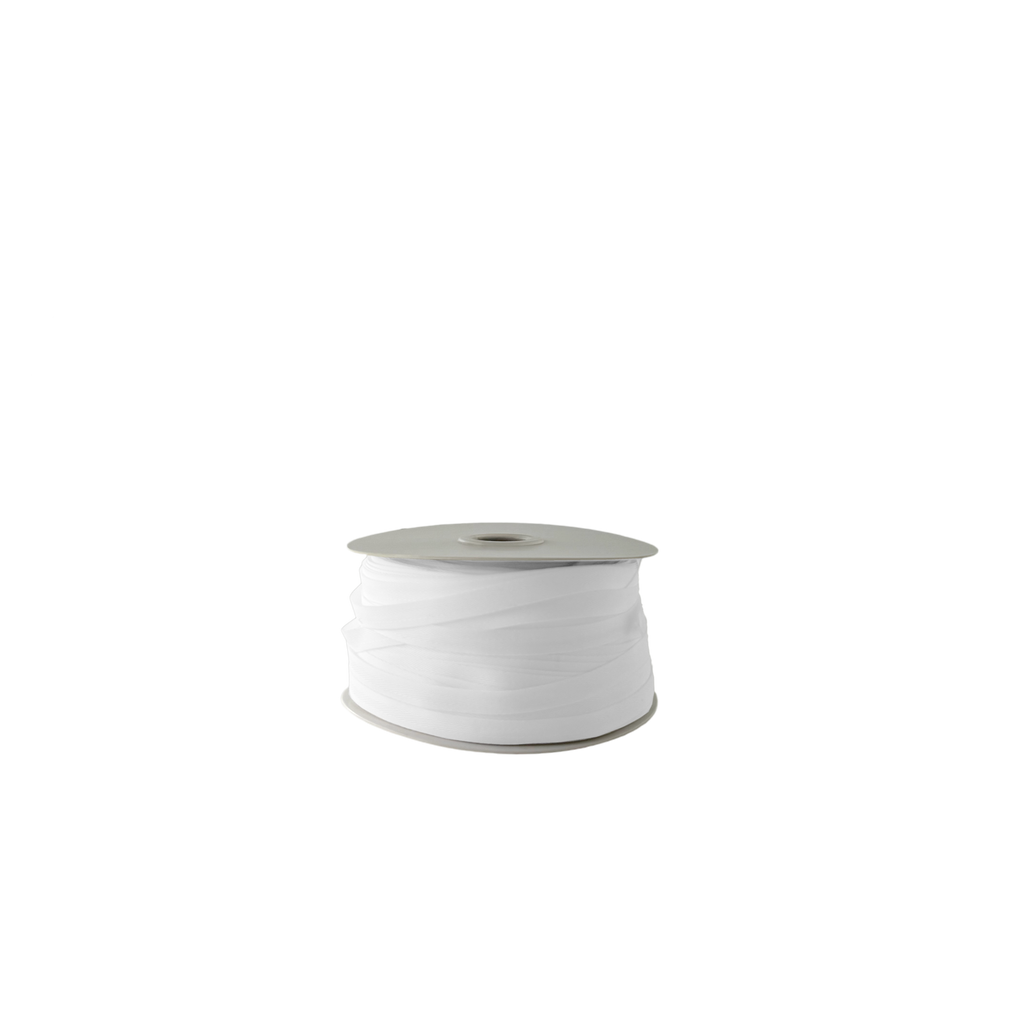 white 1/4" poly twill tape on a spool from Heit's Wholesale bulk sewing supply company