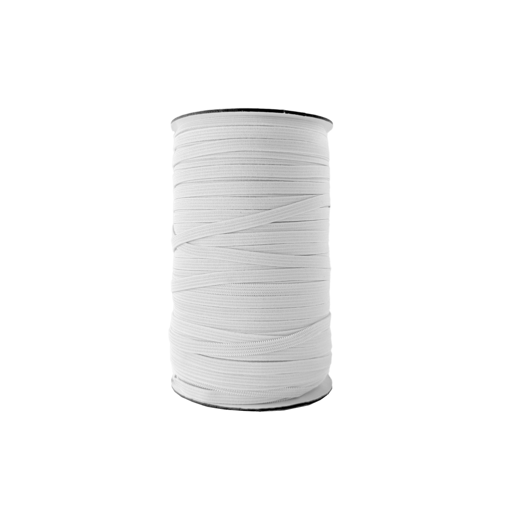 white 1/4" knit elastic on a spool from Heit's Wholesale bulk sewing supply company