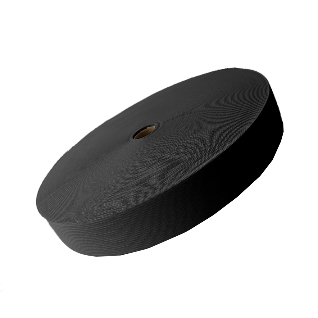 black 1+1/2" knit elastic on a spool from Heit's Wholesale bulk sewing supply company