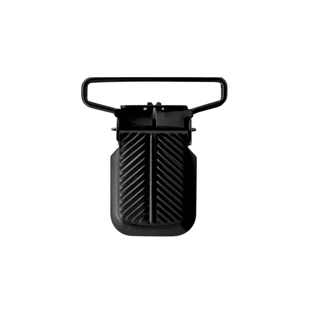 black 1+1/2" herringbone suspender clip from Heit's Wholesale bulk sewing supply company
