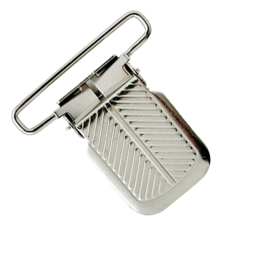silver 1+1/2" herringbone suspender clip from Heit's Wholesale bulk sewing supply company