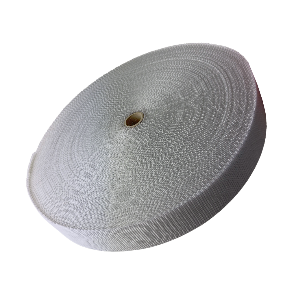 gray 1+1/2" polypro webbing on a spool from Heit's Wholesale bulk sewing supply company