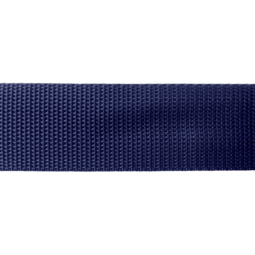 close up of the navy 1+1/2" polypro webbing on a spool from Heit's Wholesale bulk sewing supply 