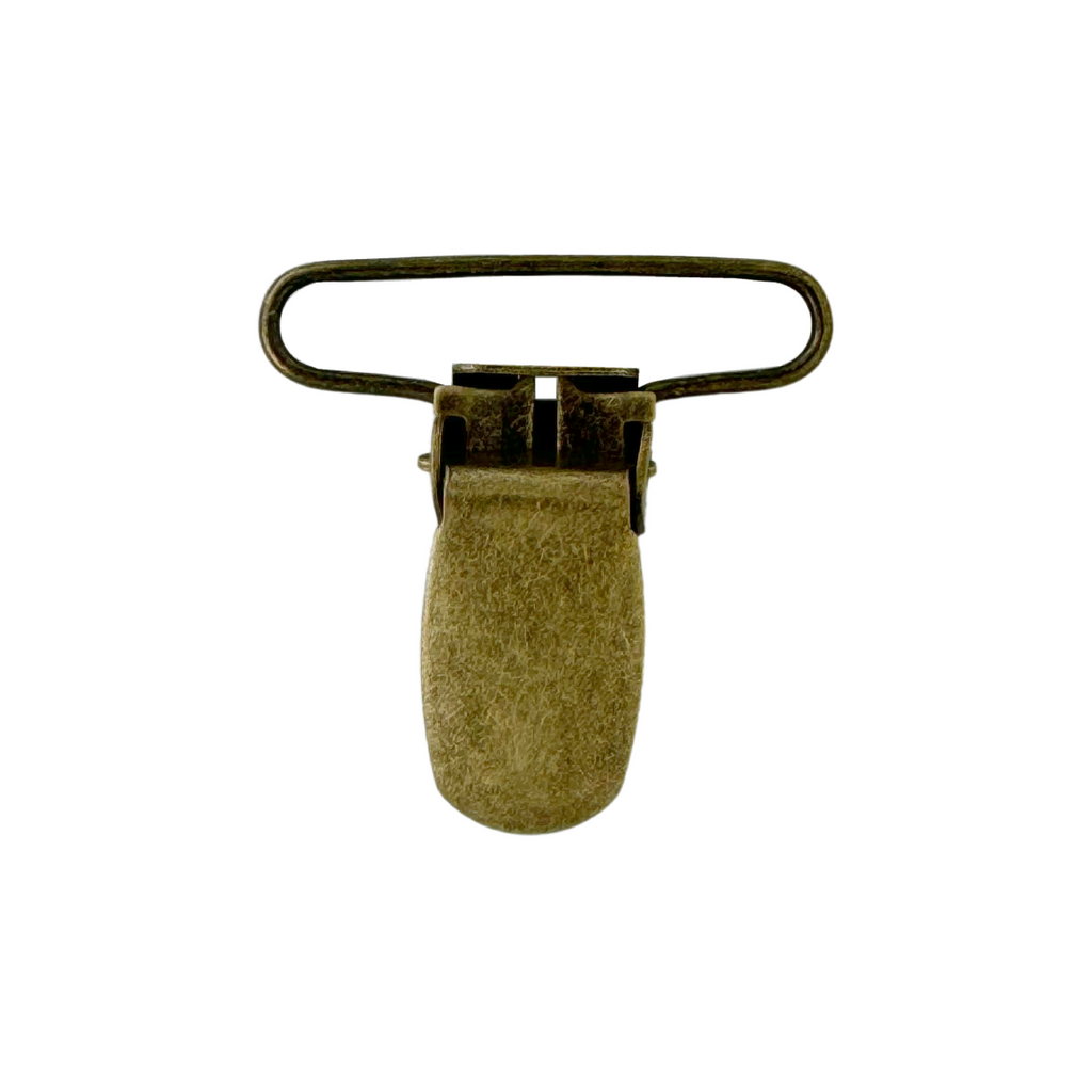 bronze 1+1/2" suspender clip with pin from Heit's Wholesale bulk sewing supply company