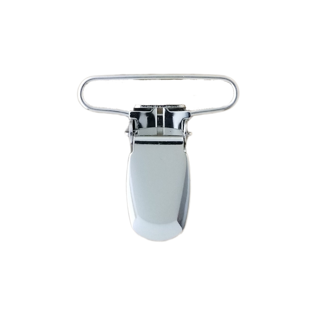 silver 1+1/2" suspender clip with pin from Heit's Wholesale bulk sewing supply company