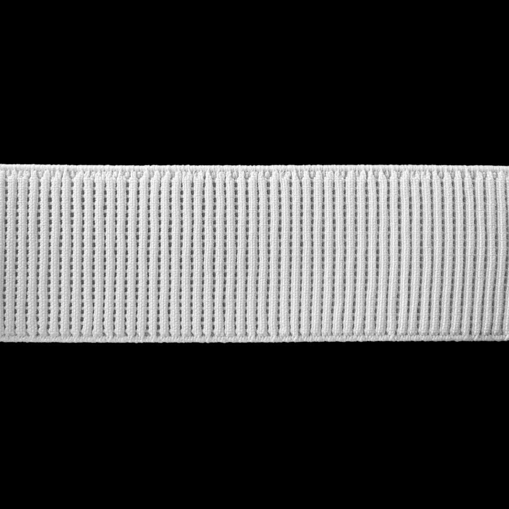 white 1+1/2" ribbed elastic on a spool from Heit's Wholesale bulk sewing supply company