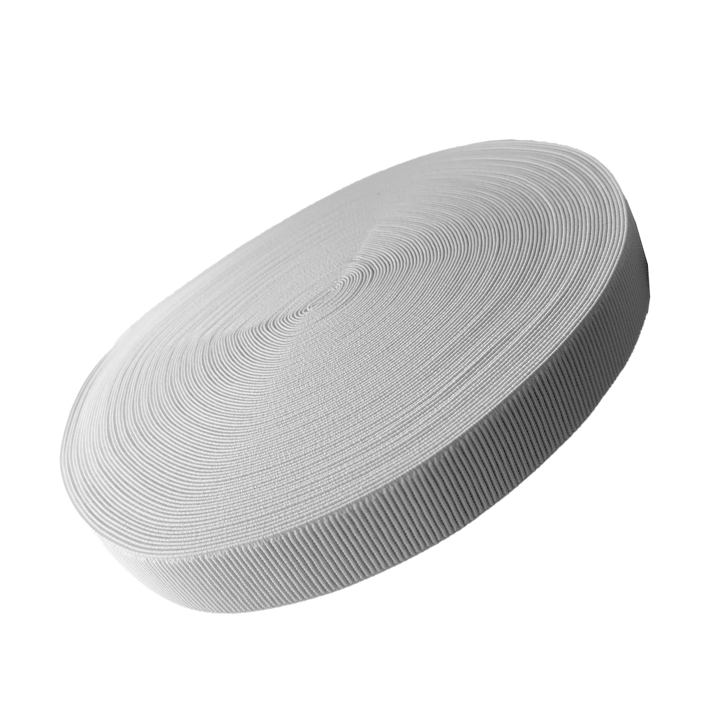 white 1+1/2" ribbed elastic on a spool from Heit's Wholesale bulk sewing supply company