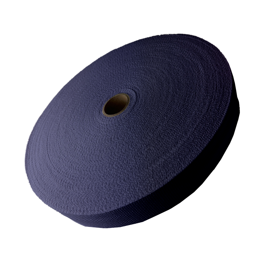 navy blue 1+1/4" cotton webbing on a spool from Heit's Wholesale bulk sewing supply company