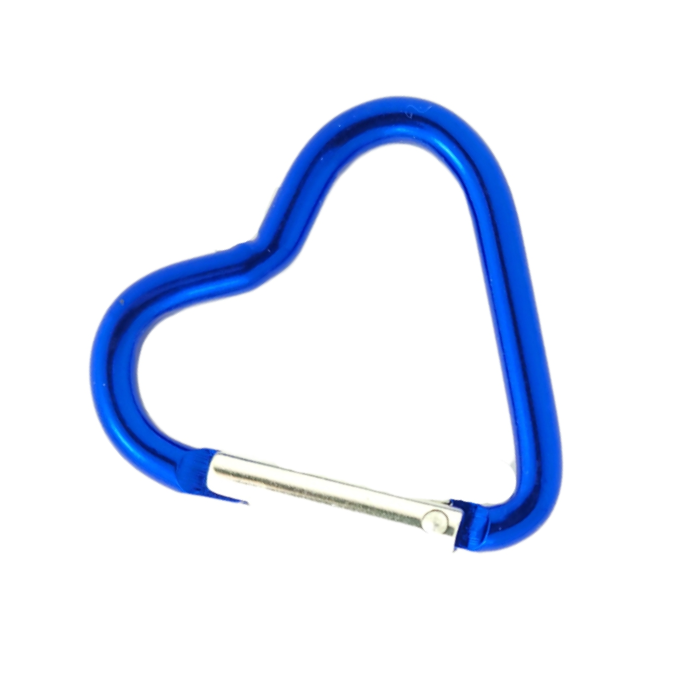 enlarged 1+3/4" heart shaped carabiner from Heit's Wholesale bulk sewing supply company in the dark blue color