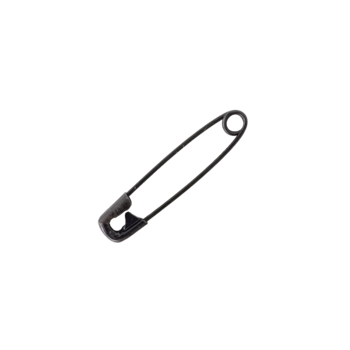 enlarged size 1 black hard steel safety pins from Heit's Wholesale bulk sewing supply company