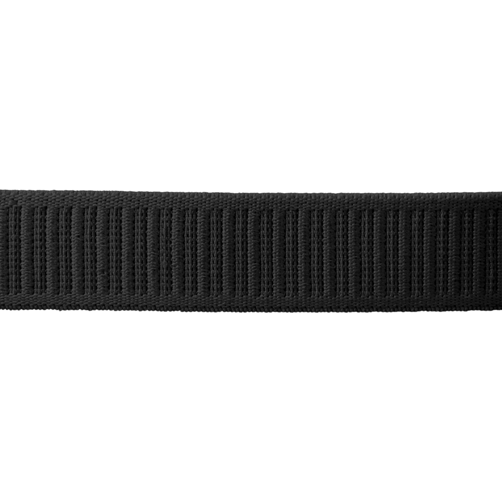 black 1" non-roll flat rib elastic on a spool from Heit's Wholesale bulk sewing supply company
