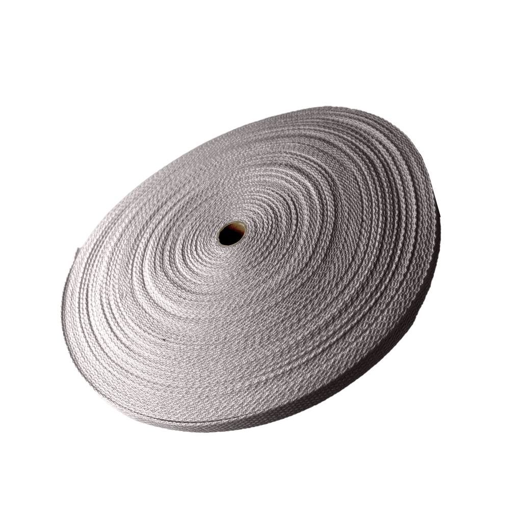 gray 1" cotton webbing on a spool from Heit's Wholesale bulk sewing supply company