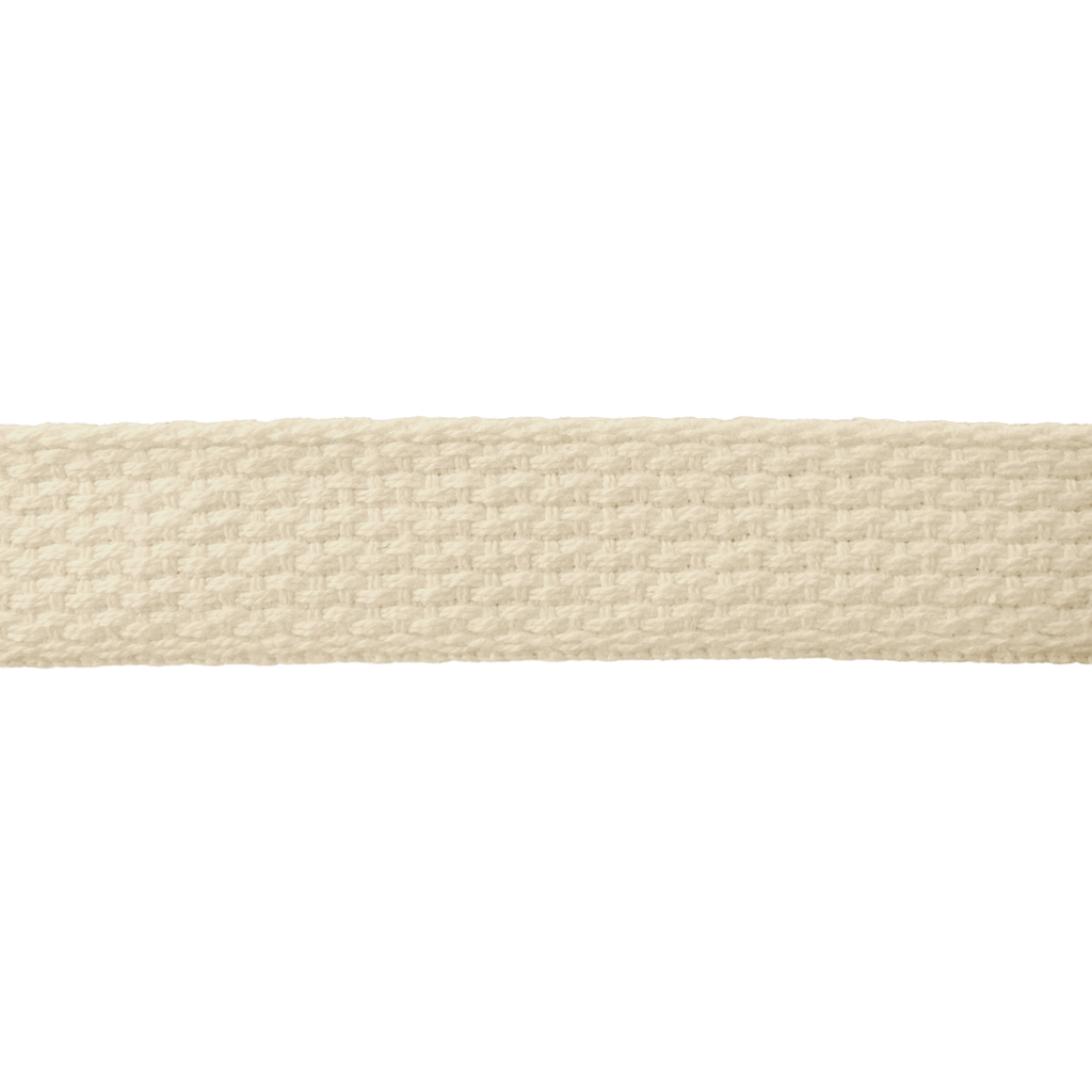 close up of the natural 1" cotton webbing on a spool from Heit's Wholesale bulk sewing supply company