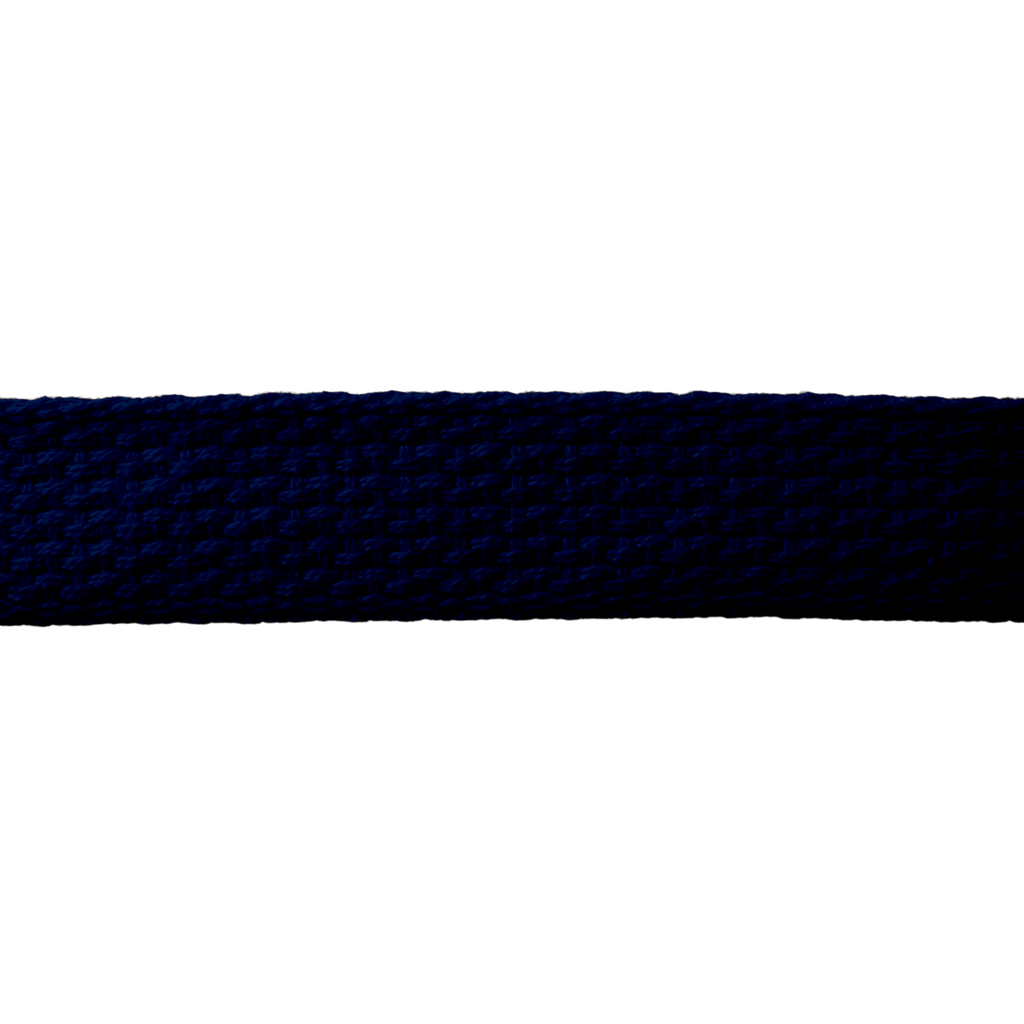 close up of the navy blue 1" cotton webbing on a spool from Heit's Wholesale bulk sewing supply company