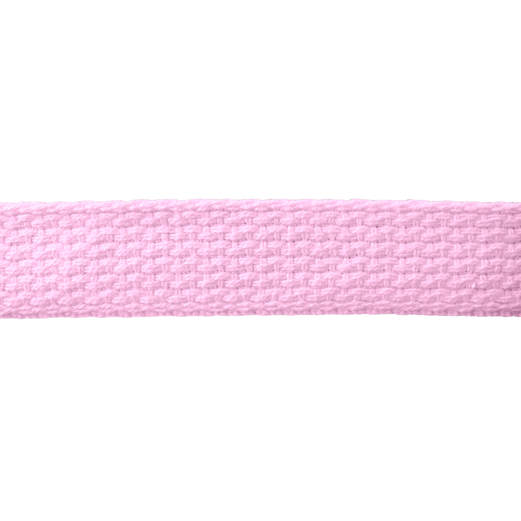 close up of the pink 1" cotton webbing on a spool from Heit's Wholesale bulk sewing supply company