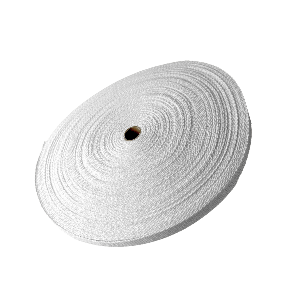 white 1" cotton webbing on a spool from Heit's Wholesale bulk sewing supply company