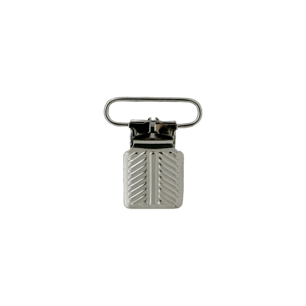 silver 1" herringbone suspender clips from Heit's Wholesale bulk sewing supply company