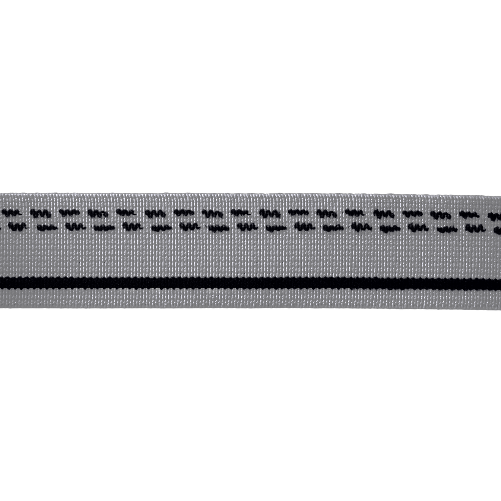 1" gray and black underwear elastic on a spool from Heit's Wholesale bulk sewing supply company