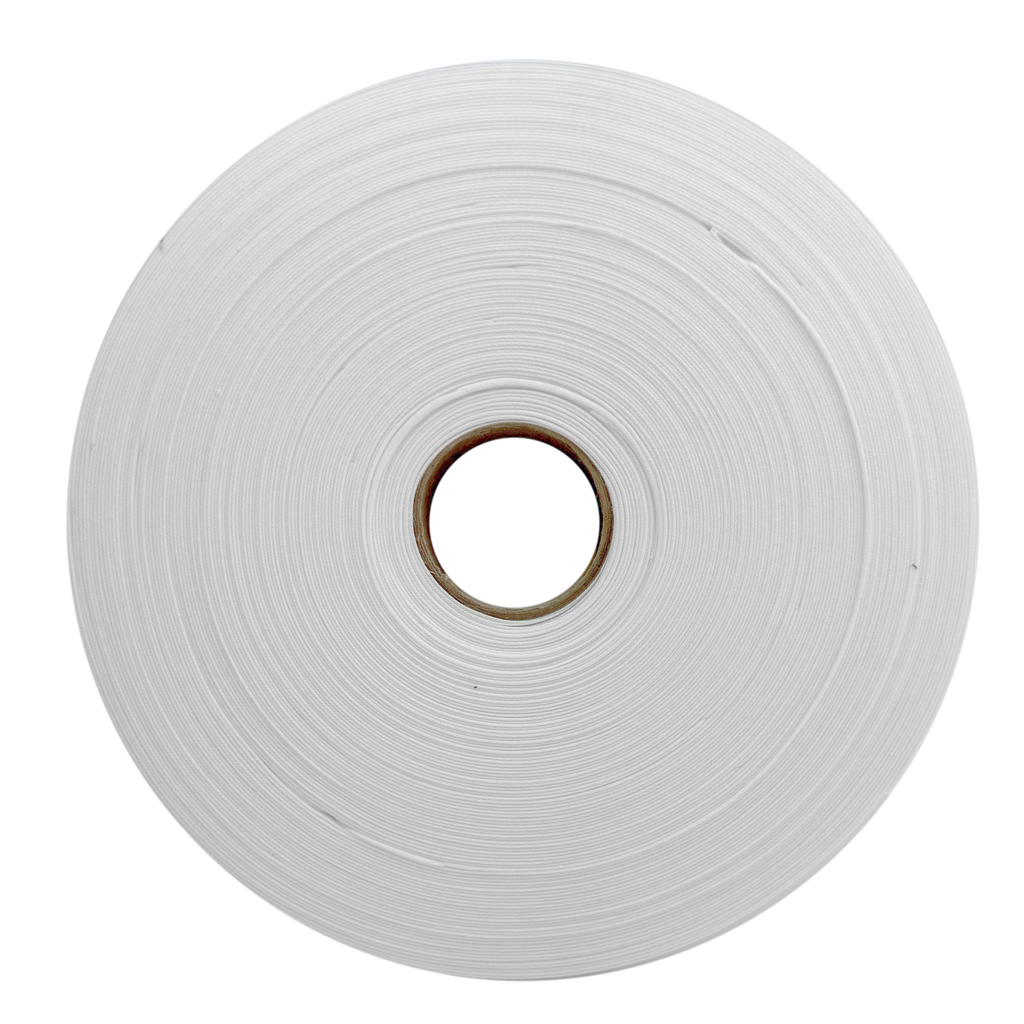 white 1" no gap single fold bias tape on a roll from Heit's Wholesale bulk sewing supply 