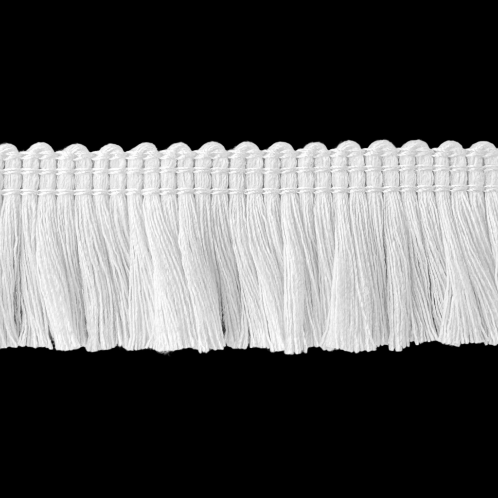 white 1" very fine polyester chainette fringe from Heit's Wholesale bulk sewing supply company