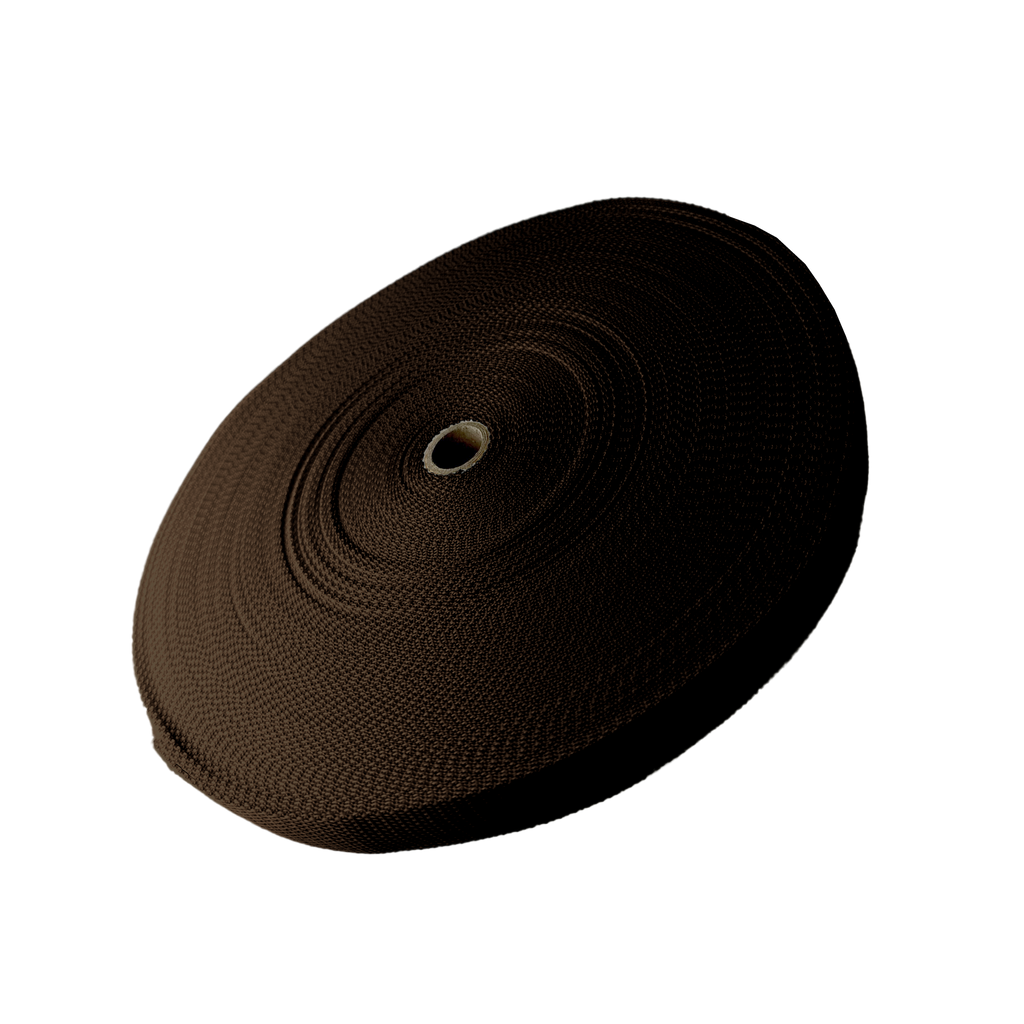 brown 1" polypro webbing on a spool from Heit's Wholesale bulk sewing supply company