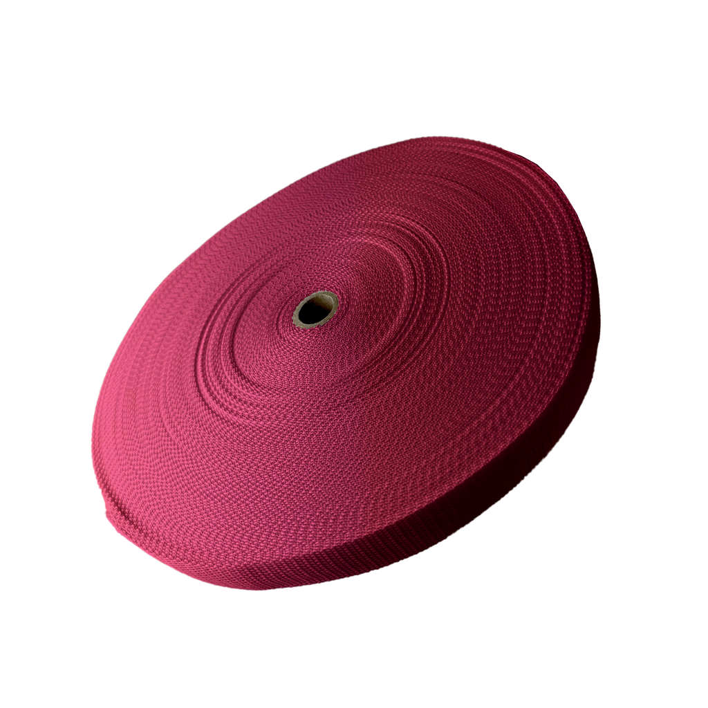 burgundy 1" polypro webbing on a spool from Heit's Wholesale bulk sewing supply company