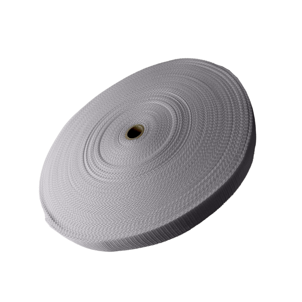 gray 1" polypro webbing on a spool from Heit's Wholesale bulk sewing supply company