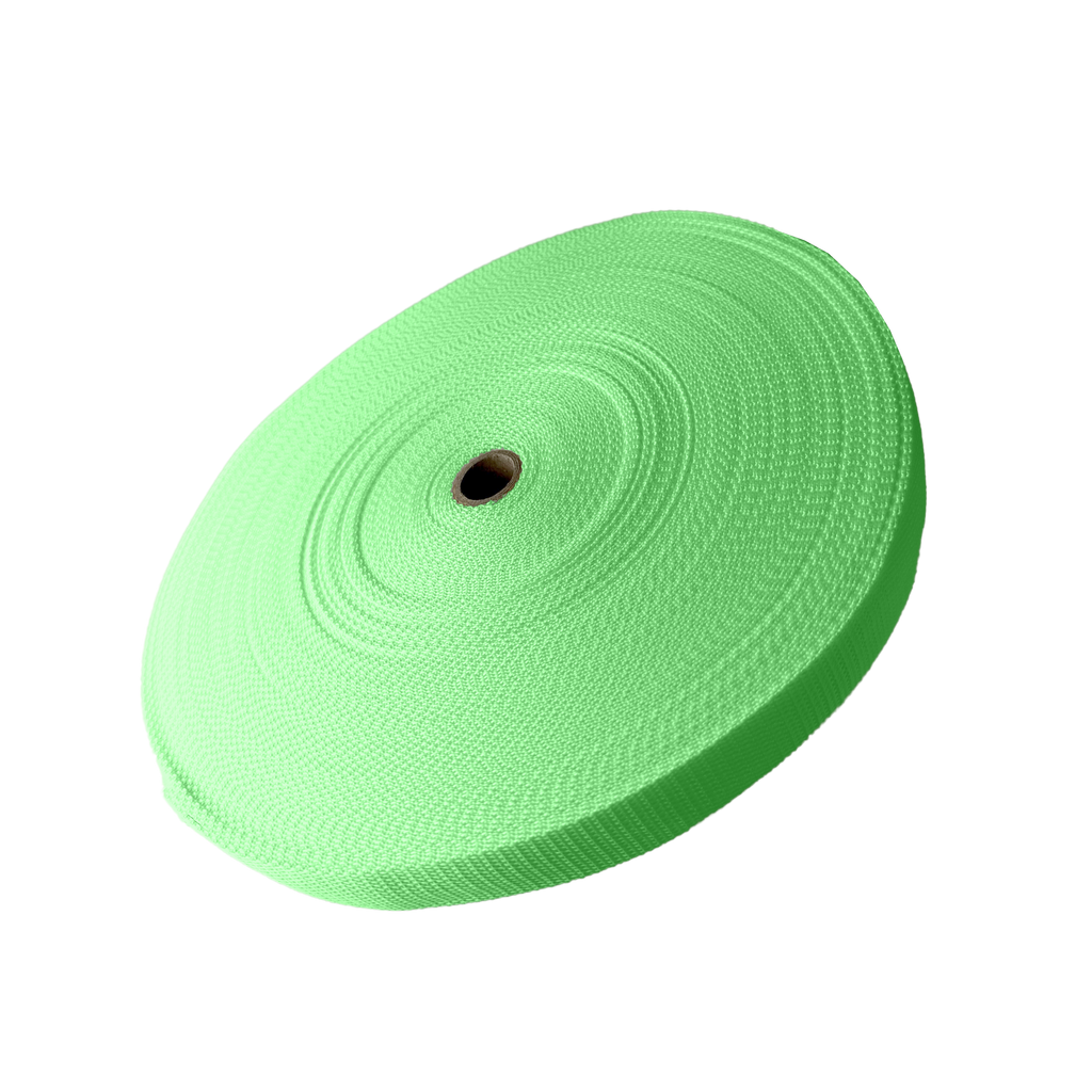 lime green 1" polypro webbing on a spool from Heit's Wholesale bulk sewing supply company