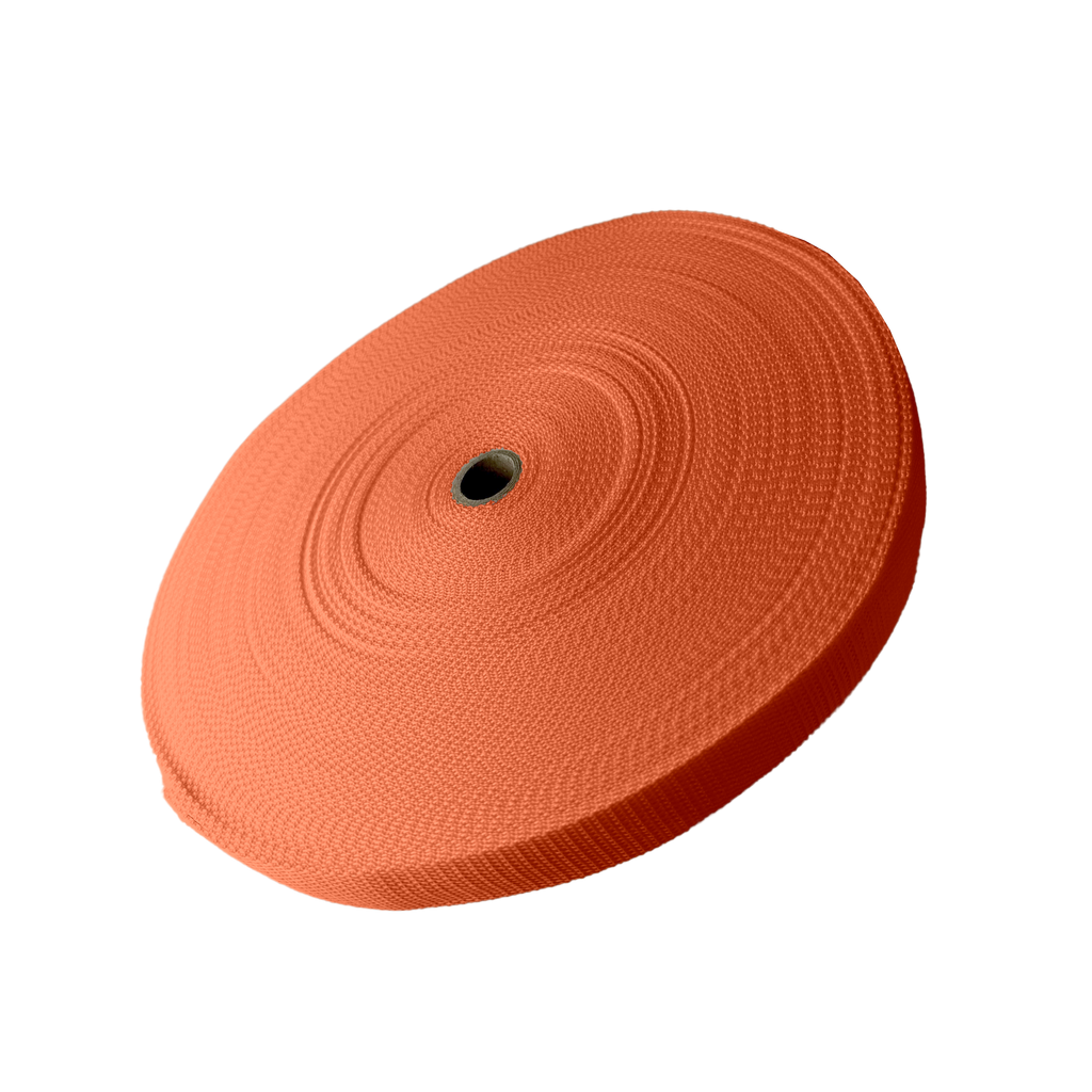 orange 1" polypro webbing on a spool from Heit's Wholesale bulk sewing supply company
