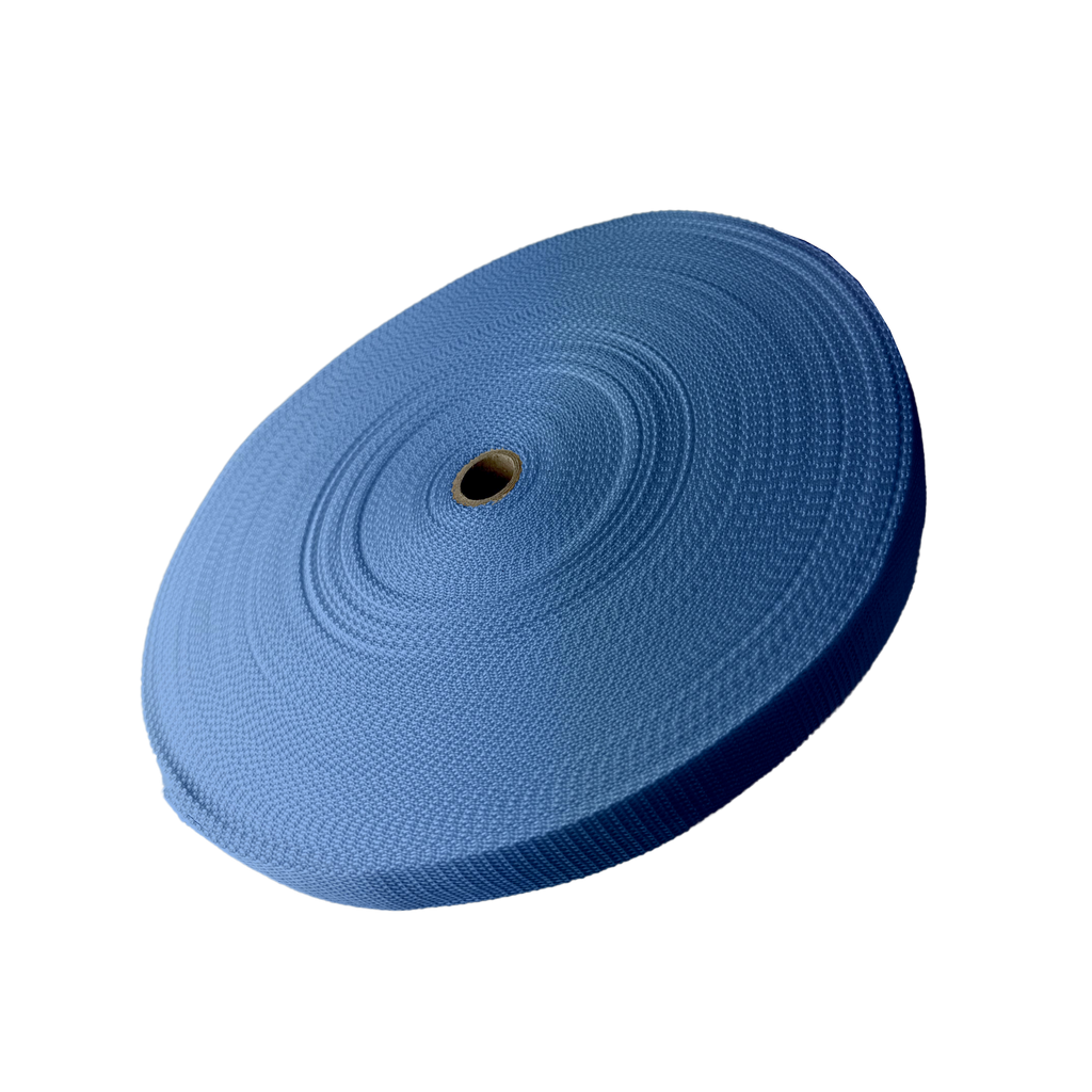 turquoise 1" polypro webbing on a spool from Heit's Wholesale bulk sewing supply company