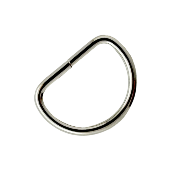 close up of the silver 1" metal d rings from Heit's Wholesale bulk sewing supply company