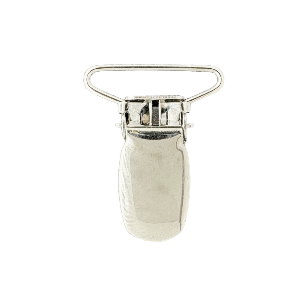 silver  1" suspender clips from Heit's Wholesale bulk sewing supply company