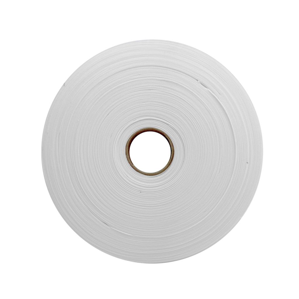 white 1" double fold bias tape on a roll from Heit's Wholesale bulk sewing supply company