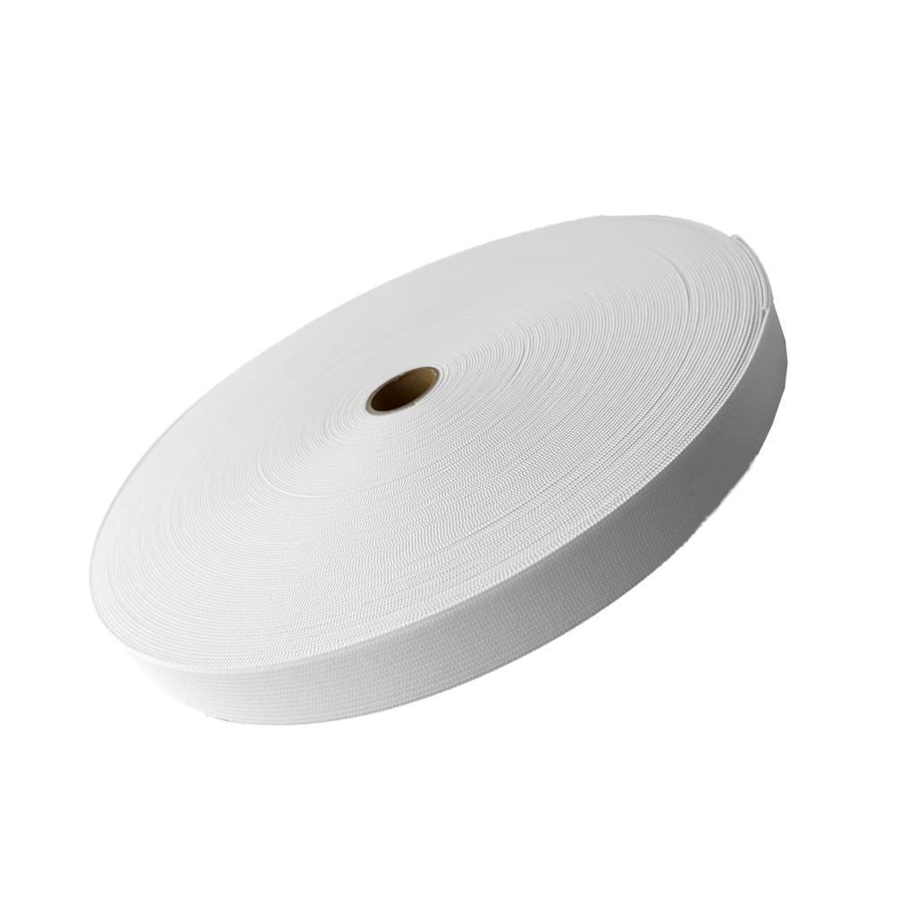 white 1" knit elastic on a spool from Heit's Wholesale bulk sewing supply company
