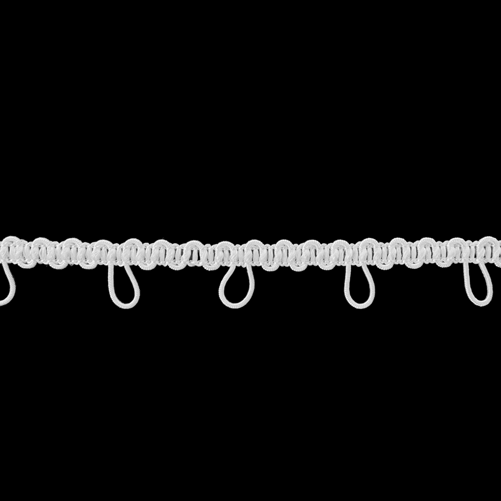 white 1" spaced loop elastic on a spool from Heit's Wholesale bulk sewing supply company